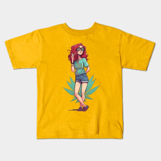 Canna Girl Kids T-Shirt by FrogandFog